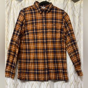 Duluth Trading Co Free-Swingin’ Flannel Shirt - Cider Brown and Navy